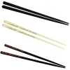 Kit 3 Pares de Hashi em Poliestireno 22 Cm Modelo Decorado Preto + Bege + Preto Liso