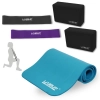 Kit Colchonete Azul para Pilates Yoga + 2 Mini Bands Super Forte e Extra Forte + 2 Blocos de Apoio