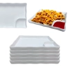 Kit 5 Pratos com Divisria 21 Cm para Poro e Sushi Branco Melamina Premium