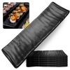 Kit 10 Travessas Estriada para Sushi Kanpai Restaurante Comida Japonesa Oriental Melamina Preta