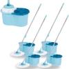 Kit com 4 Mops Giratrios Esfrego Limpeza com Balde Centrifuga + 4 Refis em Microfibra