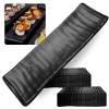 Kit 20 Travessas Estriada para Sushi Kanpai Restaurante Comida Japonesa Oriental Melamina Preta