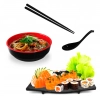 Kit Comida Japonesa com Tigela 450 Ml + Prato Ondulado 28x13cm + Colher + Par de Hashi