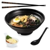 Kit Tigela 21,5 Cm + Molheira + Colher + Par de Hashi Comida Japonesa Yakisoba Melamina Premium