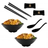 Kit Yakisoba com 2 Travessas 21cm + 2 Colheres + 2 Pares de Hashi + 2 Descanso de Hashi