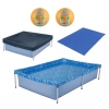 Kit Piscina Infantil 1000 Litros + Capa + Forro + 2 Bolas Inflveis Laranja