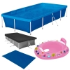 Piscina 3000 Lts Mor + Capa e Forro + Bote Inflvel Rosa