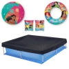 Kit Piscina Quadrada 1500 L + Capa e Forro Mor + Bola e Boias Das Princesas