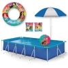 Kit Piscina Retangular 7.600 L Mor + Guarda-sol + Boia Inflvel + Boia de Brao Princesas + Bola Inflavel