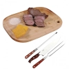 Kit Churrasco Faca Garfo e Chaira Mor + Tabua de Carne Oval