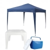 Tenda Gazebo Trixx Ntk 3x3 M + Caixa Trmica 18 L Mor e Mesa Branca Pequena