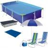 Kit Piscina 3700 L + Capa e Forro + Guarda Sol 2 Cadeiras e Trmica 18l