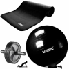 Kit Colchonete Pilates + Bola Premium 65 Cm Preto + Roda de Exerccios Vollo