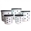 Kit Potes para Mantimentos 5 Peas Po Branco com Preto