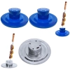 Kit 01 Suporte Espeto de Mesa Alumnio com 5 Furos + 02 Suportes Porta Espeto 5 Furos Azul para Churrasco