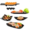 Kit Sushi 6 Peas Melamina Preto Travessas e Molheira