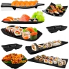 Kit Sushi 9 Peas Preto com Molheiras e Travessas e Pratos em Melamina