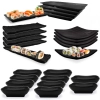 Kit para Sushi com Travessas, Molheiras e Pratos Preto em Melamina