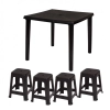 Kit Mesa Plstica Desmontvel + 4 Banquetas Pretas Mor