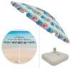 Kit Guarda-sol Floral 2,40 M Articulado + Base 18 L / 22 Kg Praia