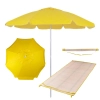 Kit Guarda-sol Praia 1,60m Amarelo + Esteira de Palha com Ala