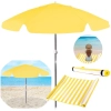 Kit Guarda Sol Praia Amarelo 1,60 M + Esteira Amarela com Ala