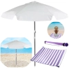 Kit Guarda Sol Praia Branco 1,60 M + Esteira Roxa com Ala