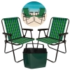 Kit com Duas Cadeiras de Praia Xadrez Verde + Cooler 34 L