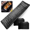 Kit 50 Travessas Estriada para Sushi Kanpai Restaurante Comida Japonesa Oriental Melamina Preta