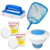 Kit Limpeza Piscina Flutuador G + 2 Pastilhas de Cloro 3 em 1 + Peneira + Esponja