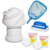 Kit Limpeza Piscina Flutuador Roseta + 2 Pastilhas 3 em 1+ Esponja + Peneira