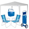 Kit Praia Tenda Gazebo 3x3 M Rfia + Carrinho C/ Avano + 2 Cadeiras + Cooler 26 L