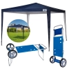 Kit Praia Tenda Gazebo 3x3 M Oxford Azul + Carrinho com Avano