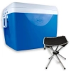 Kit Pesca / Camping Caixa Termica Azul 75 L Ala e Divisria + Banqueta Dobrvel