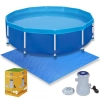 Kit Piscina Redonda Estrutural 4500 L /  2,78 M + Forro + Bomba 110 V / 2.200 L Por Hora