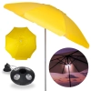 Kit Guarda Sol Articulado 2 Metros Amarelo + Luminaria de 24 Leds Preta Jardim e Area Externa