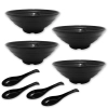 Kit 4 Tigelas 1 L Bowl Redonda para Sopa + 4 Colheres para Petiscos em Melamina