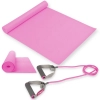 Kit Colchonete Eva Rosa 1,73 Metros + Extensor Elstico Tenso Leve Rosa para Exerccios / Pilates