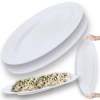 2 Travessas Oval 60 Cm Pratos para Buffet Restaurante Cozinha Melamina Premium Profissional Branca Rasa