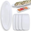 Kit Travessa Oval 60 Cm + 4 Pratos Retangulares 30 Cm para Sushi Buffet Restaurante Melamina Profissional