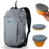 Kit Bolsa para Caminhada Cinza Ioio Ntk + Copo com Tampa 200ml Silicone Porttil Dobrvel Trex