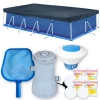 Kit Piscina 7600 L + Forro + Capa + Filtro 220v 2.200 L/H+ Cloro + Peneira + Flutuador