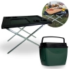 Kit Mesa Multiuso Dobrvel Porttil Preta + Caixa Trmica 18 L Verde e Preta para Camping/ Praia e Pesca