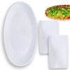 Kit Travessa Prato Oval 45,5 Cm Rasa Buffet + 2 Travessas Curvas 30 Cm Melamina Profissional