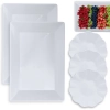 Kit 2 Travessas 49 Cm Retangulares Fundas para Buffet + 3 Centros de Mesa para Salada 1, 5 L Melamina / Plstico