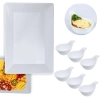 Kit 2 Tigelas de 35 Cm Retangulares Funda para Buffet + 6 Colheres em Melamina para Finger Food