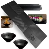 Kit 4 Travessas Retas para Sushi + 2 Tigelas 300ml Onduladas Kanpai Melamina para Sushi Restaurante Japons