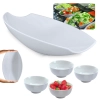 Kit Travessa para Buffet Salada 41cm Oval Curva Funda + 4 Tigelas 720ml em Melamina para Restaurante