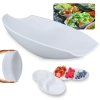 Kit Travessa para Buffet Salada 41cm Oval Curva Funda + 2 Petisqueiras 25,5cm Folha Melamina para Restaurante