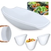 Kit 2 Travessas para Buffet Salada 41cm Curva Funda + 3 Tigelas Ovais 500ml Melamina para Restaurante